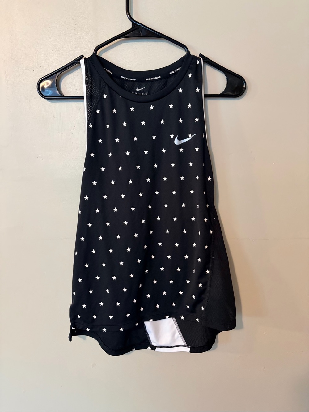Nike Running Dri-FIT Star Print Racerback Tank Top Black White M